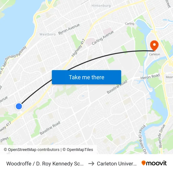 Woodroffe / D. Roy Kennedy School to Carleton University map
