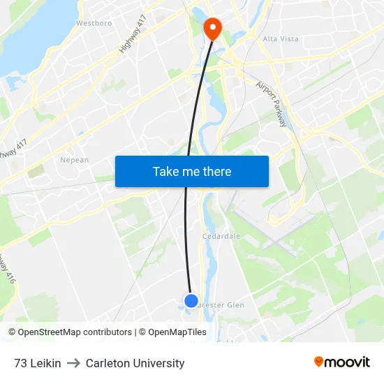73 Leikin to Carleton University map
