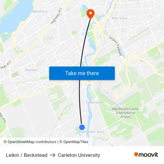 Leikin / Beckstead to Carleton University map