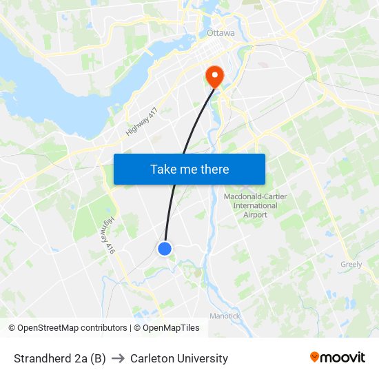 Strandherd 2a (B) to Carleton University map