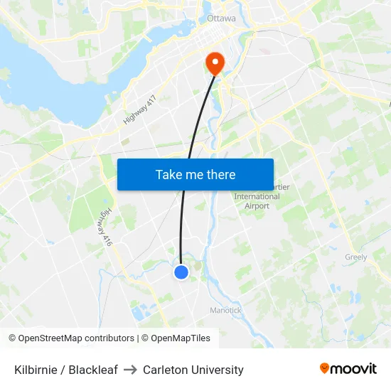 Kilbirnie / Blackleaf to Carleton University map