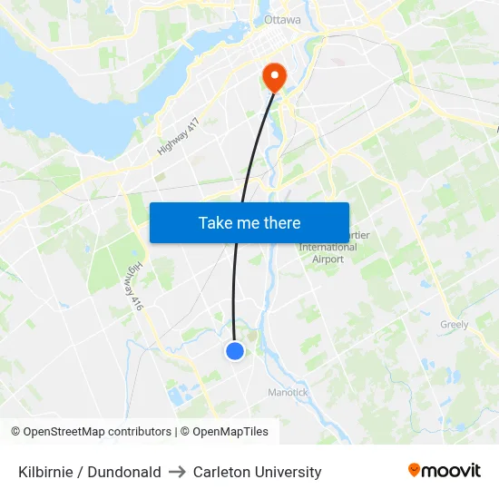 Kilbirnie / Dundonald to Carleton University map
