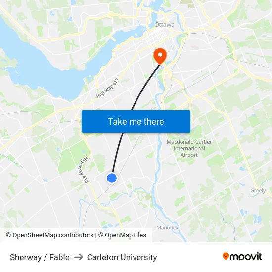 Sherway / Fable to Carleton University map