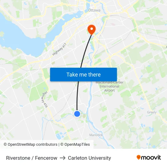 Riverstone / Fencerow to Carleton University map