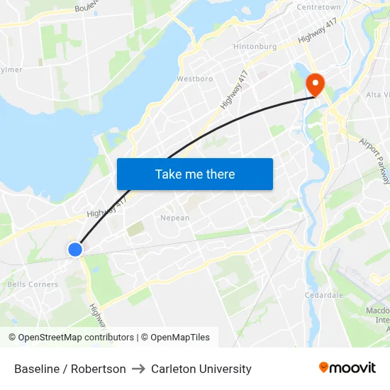 Baseline / Robertson to Carleton University map