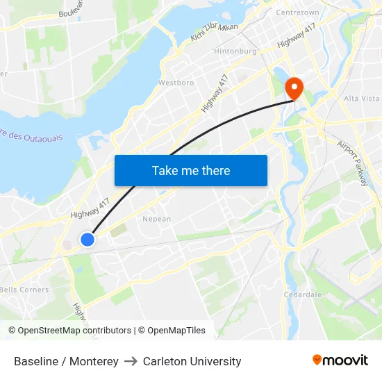 Baseline / Monterey to Carleton University map