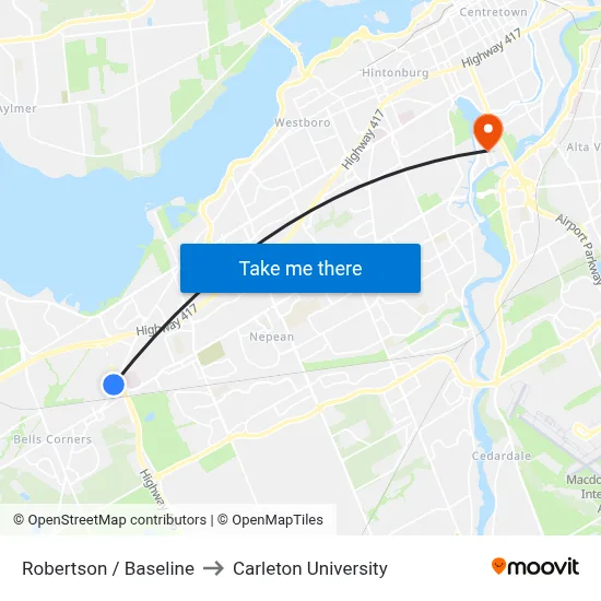 Robertson / Baseline to Carleton University map