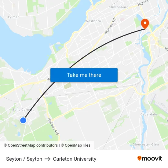 Seyton / Seyton to Carleton University map