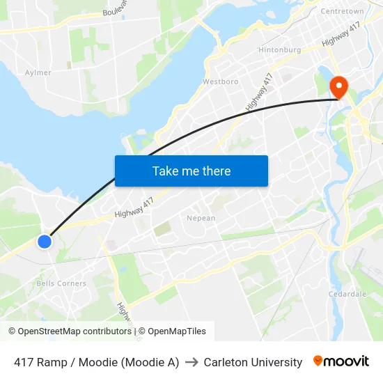 417  Ramp / Moodie (Moodie A) to Carleton University map