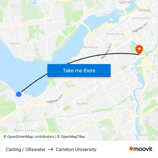 Carling / Ullswater to Carleton University map