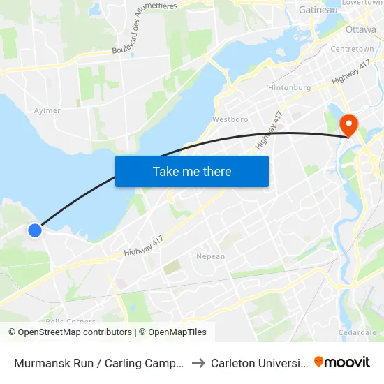 Murmansk Run / Carling Campus to Carleton University map