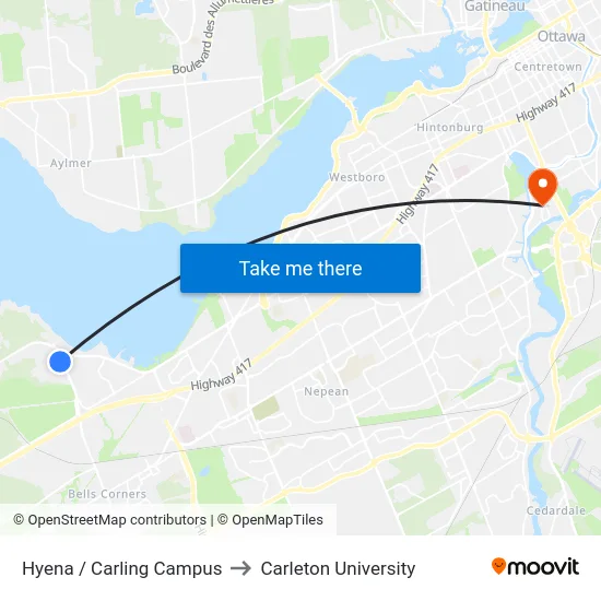 Hyena / Carling Campus to Carleton University map