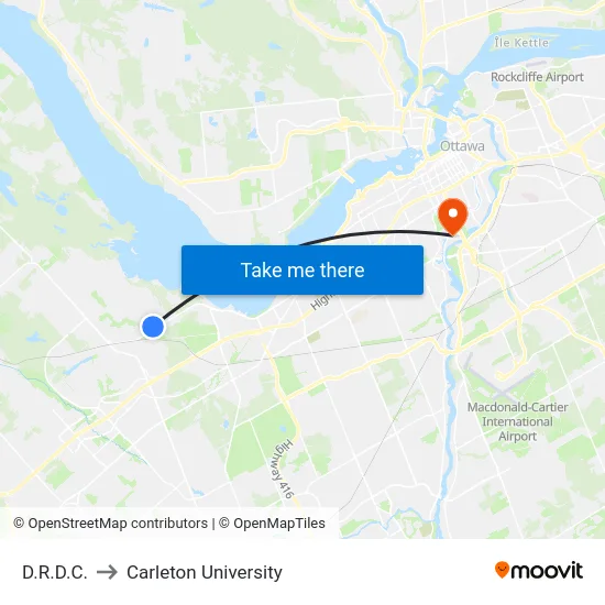 D.R.D.C. to Carleton University map