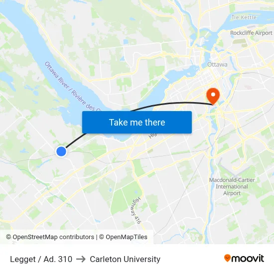 Legget / Ad. 310 to Carleton University map