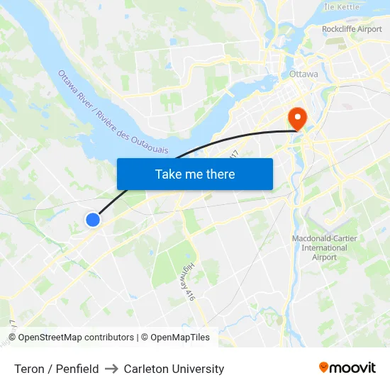 Teron / Penfield to Carleton University map