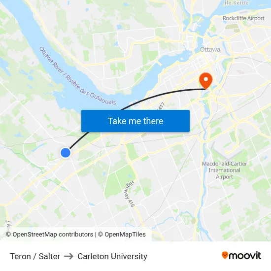 Teron / Salter to Carleton University map