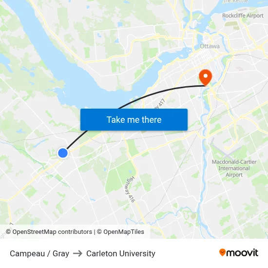 Campeau / Gray to Carleton University map