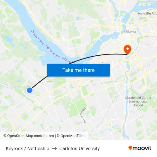 Keyrock / Nettleship to Carleton University map