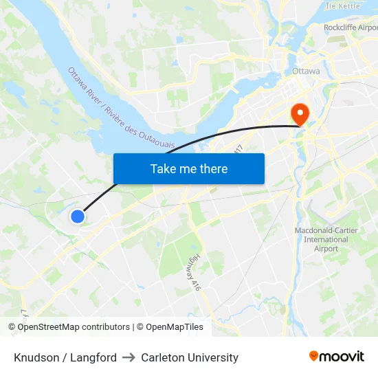 Knudson / Langford to Carleton University map