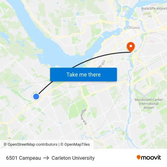 6501 Campeau to Carleton University map
