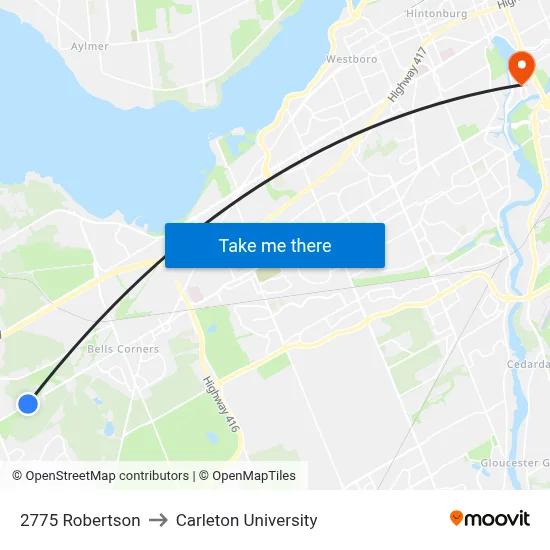 2775 Robertson to Carleton University map
