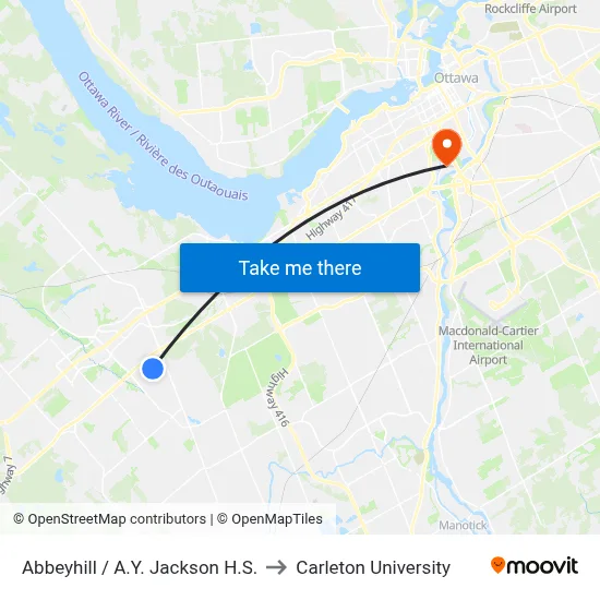 Abbeyhill / A.Y. Jackson H.S. to Carleton University map