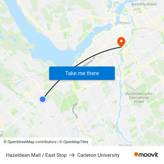 Hazeldean Mall / East Stop to Carleton University map