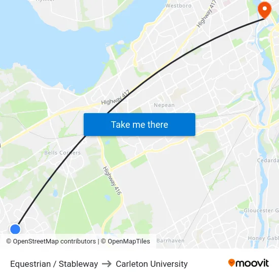 Equestrian / Stableway to Carleton University map