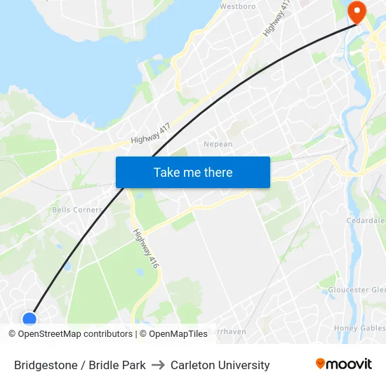 Bridgestone / Bridle Park to Carleton University map
