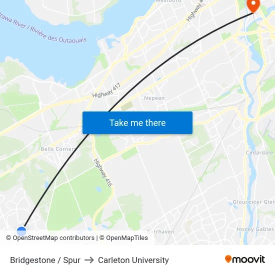 Bridgestone / Spur to Carleton University map