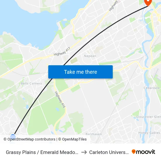 Grassy Plains / Emerald Meadows to Carleton University map