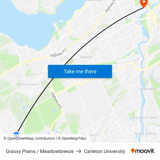 Grassy Plains / Meadowbreeze to Carleton University map