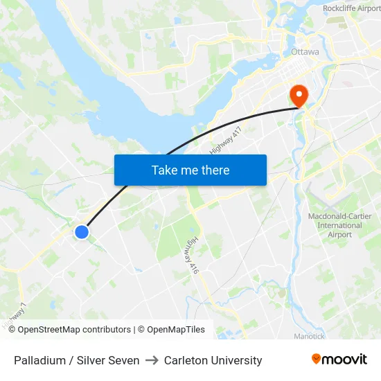 Palladium / Silver Seven to Carleton University map