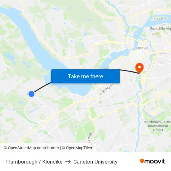 Flamborough / Klondike to Carleton University map