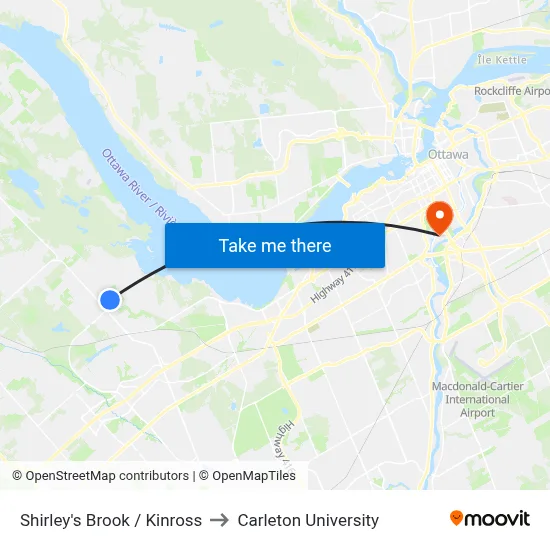Shirley's Brook / Kinross to Carleton University map