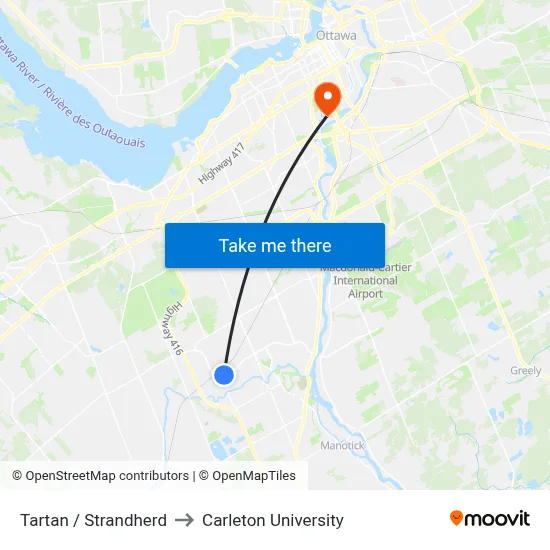 Tartan / Strandherd to Carleton University map