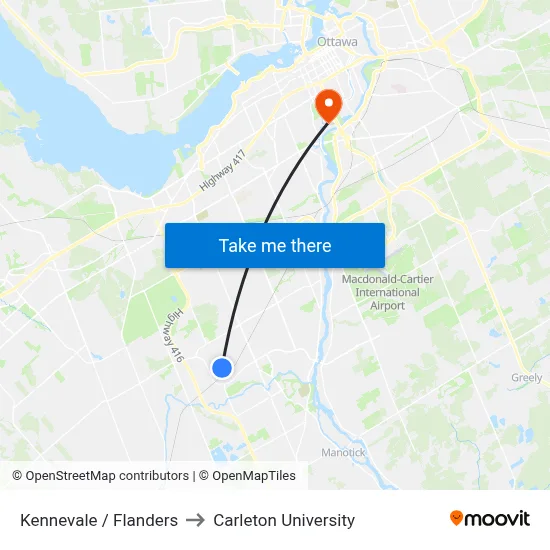 Kennevale / Flanders to Carleton University map