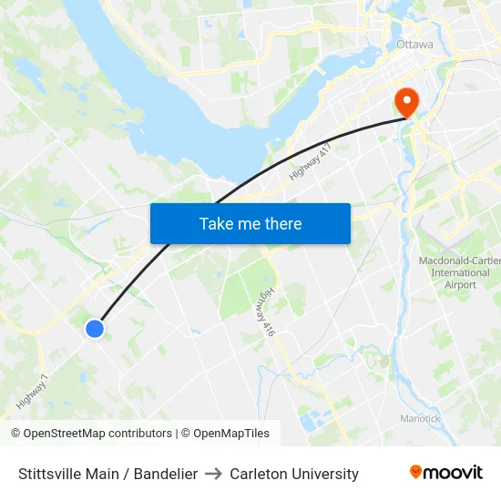 Stittsville Main / Bandelier to Carleton University map
