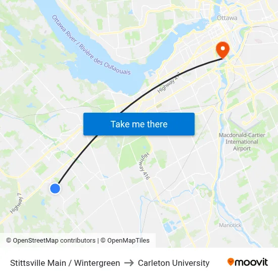 Stittsville Main / Wintergreen to Carleton University map