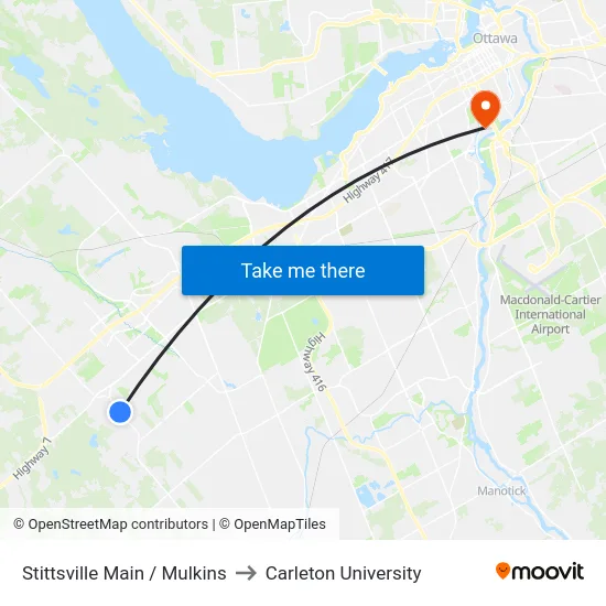 Stittsville Main / Mulkins to Carleton University map