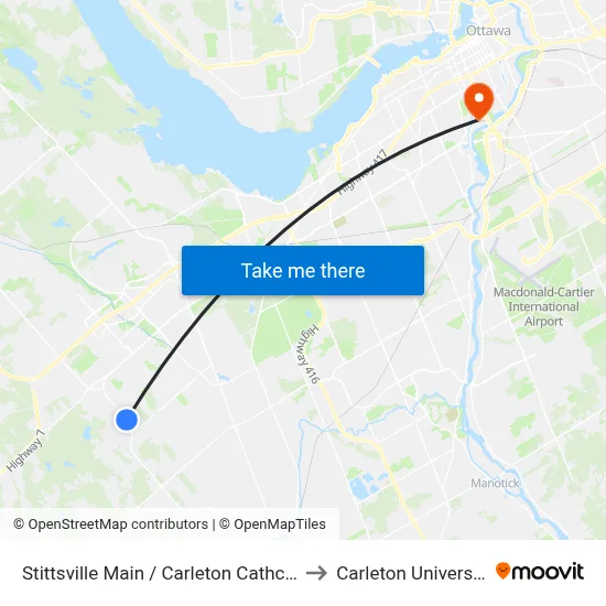 Stittsville Main / Carleton Cathcart to Carleton University map