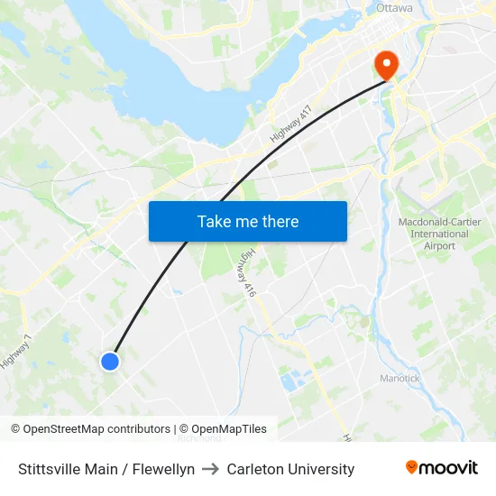 Stittsville Main / Flewellyn to Carleton University map