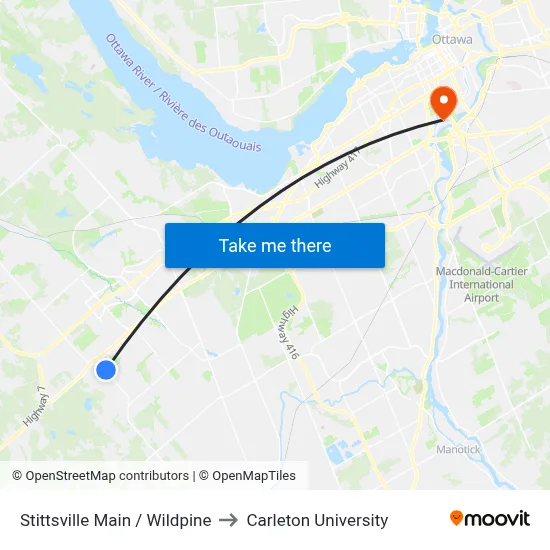 Stittsville Main / Wildpine to Carleton University map