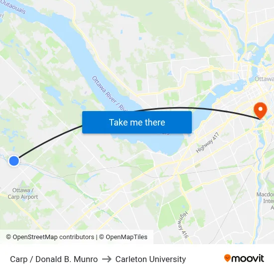 Carp / Donald B. Munro to Carleton University map