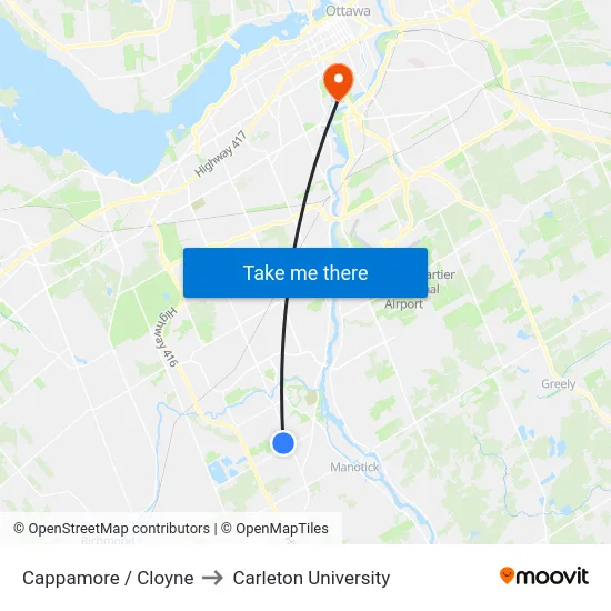 Cappamore / Cloyne to Carleton University map