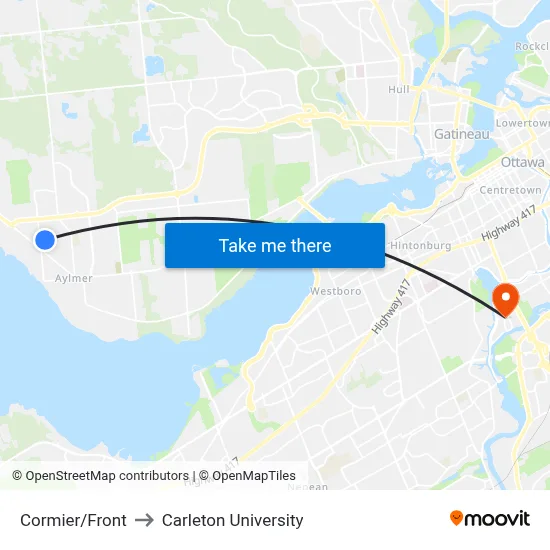 Cormier/Front to Carleton University map