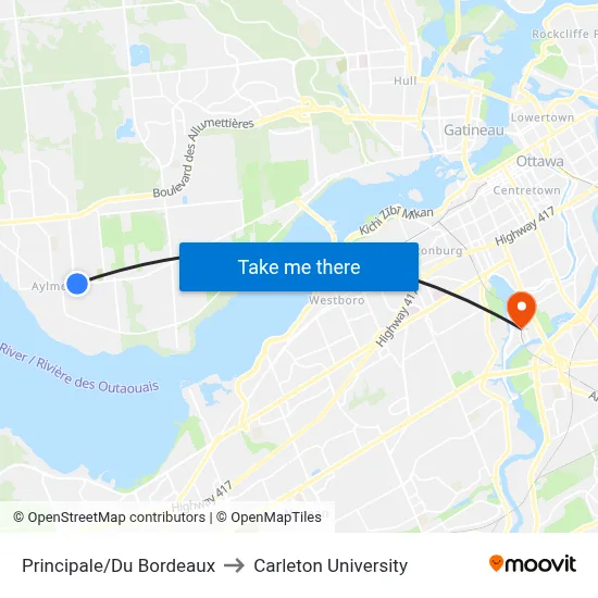 Principale/Du Bordeaux to Carleton University map