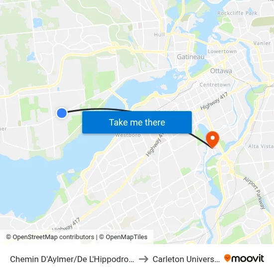 Chemin D'Aylmer/De L'Hippodrome to Carleton University map