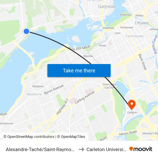 Alexandre-Taché/Saint-Raymond to Carleton University map
