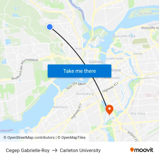 Cegep Gabrielle-Roy to Carleton University map